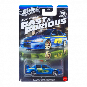 Тематична Машинка Hot Wheels Mitsubishi Lancer Evolution VII Fast & Furious 1:64 JBY47 Blue - Retromagaz