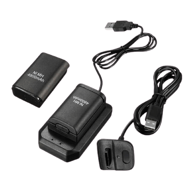 Аккумулятор RMC Xbox 360 2шт Charging Kit 5 in 1 Black + Кабель USB + Зарядная Станция Black Новый - Retromagaz