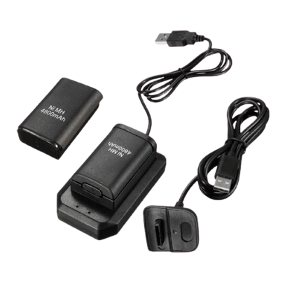 Аккумулятор Проводной RMC Xbox 360 Charging Kit 5 in 1 Black + Зарядна Станція + USB Кабель Black Новый - Retromagaz