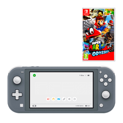 Набор Консоль Nintendo Switch Lite 32GB Grey Новый  + Игра Super Mario Odyssey Русские Субтитры - Retromagaz