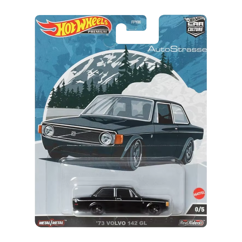 Машинка Premium Hot Wheels '73 Volvo 142 GL Chase AutoStrasse 1:64 HCK20 Black - Retromagaz