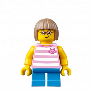 Фигурка Lego 973pb2339 Bright Pink Striped Top with Cat Head City People cty0663 Б/У