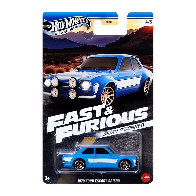 Тематическая Машинка Hot Wheels 1970 Ford Escort RS1600 Brian O'Conner Fast & Furious 1:64 JBY32 Blue - Retromagaz