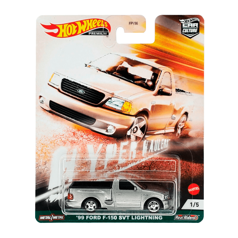 Машинка Premium Hot Wheels '99 Ford F-150 SVT Lightning Hyper Haulers 1:64 GRJ88 Metallic Silver - Retromagaz