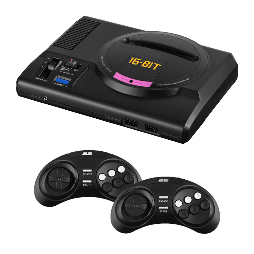 Консоль 2E 16bit Sega Mega Drive HDMI + 2 Беспроводных Геймпада + 183 Встроенные Игры Black - Retromagaz