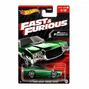 Тематическая Машинка Hot Wheels '72 Ford Gran Torino Sport Fast & Furious 1:64 HNR94 Green - Retromagaz