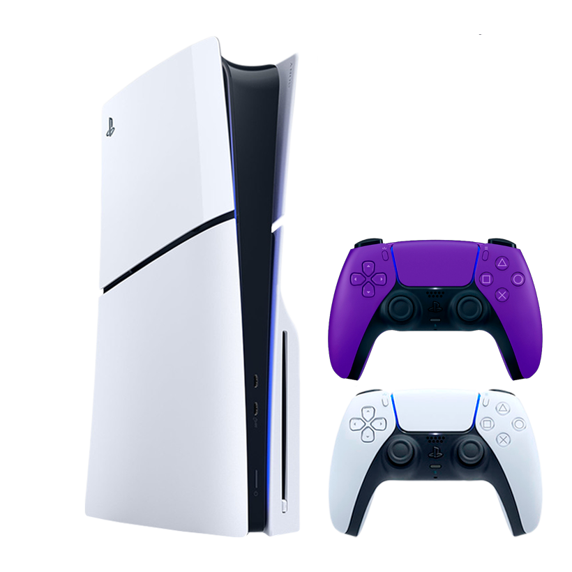 Набір Консоль Sony PlayStation 5 Slim Blu-ray 1TB White Новий + Геймпад Бездротовий DualSense Purple - Retromagaz