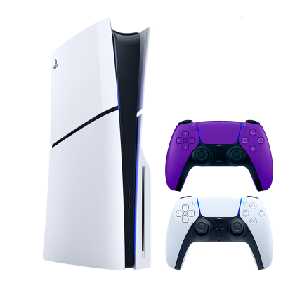 Набір Консоль Sony PlayStation 5 Slim Blu-ray 1TB White Новий + Геймпад Бездротовий DualSense Purple - Retromagaz