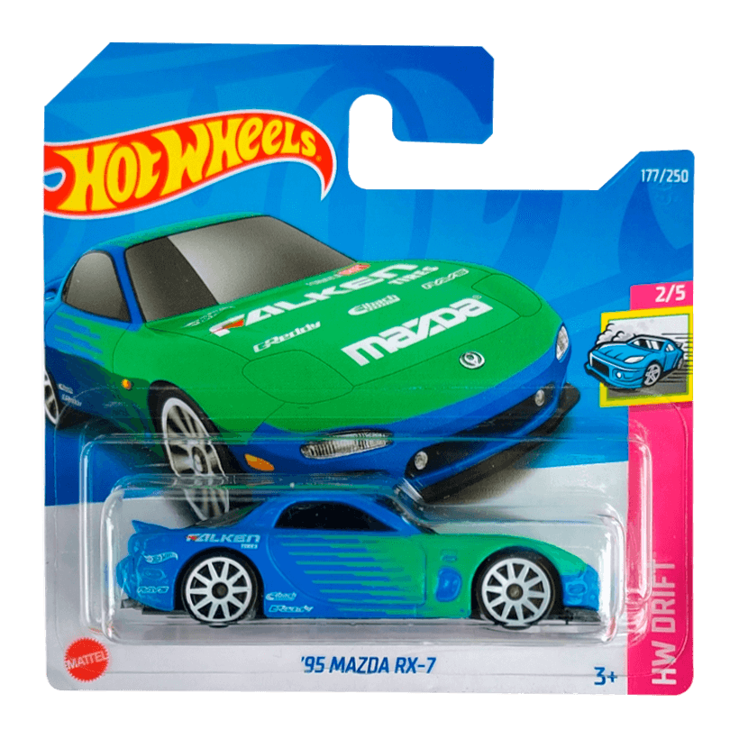 Машинка Базова Hot Wheels '95 Mazda RX-7 Fast & Furious Drift 1:64 HCV86 Blue - Retromagaz