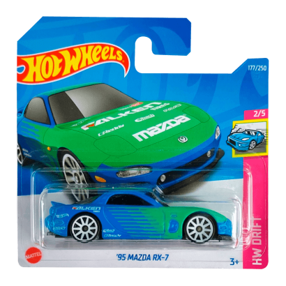 Машинка Базовая Hot Wheels '95 Mazda RX-7 Fast & Furious Drift 1:64 HCV86 Blue - Retromagaz