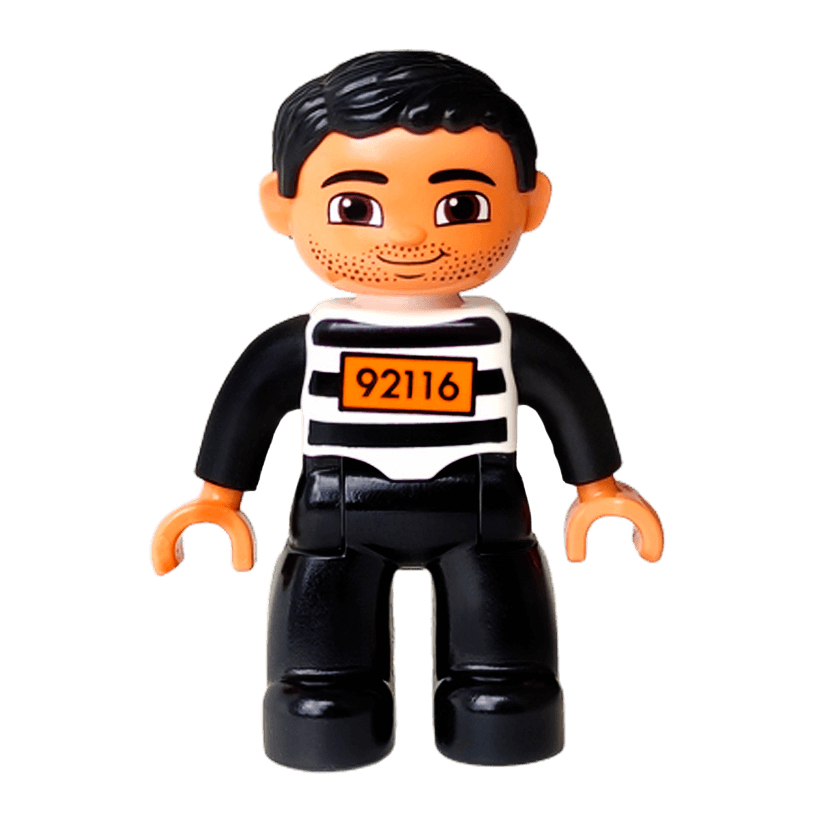 Фигурка Lego Boy Prisoner Black Legs Black and White Boy Top Duplo 47394pb168a Б/У - Retromagaz