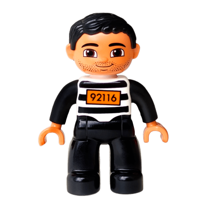 Фігурка Lego Boy Prisoner Black Legs Black and White Boy Top Duplo 47394pb168a Б/У - Retromagaz