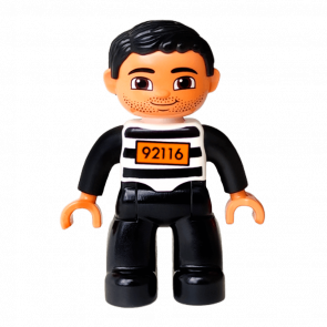 Фігурка Lego Prisoner Black Legs Black and White Boy Top Duplo Boy 47394pb168a Б/У - Retromagaz