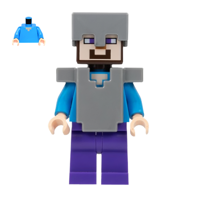 Фигурка Lego Minecraft Steve Dark Purple Legs Flat Silver Helmet and Armor Games min013 Б/У - Retromagaz