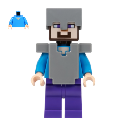 Фігурка Lego Minecraft Steve Dark Purple Legs Flat Silver Helmet and Armor Games min013 Б/У - Retromagaz