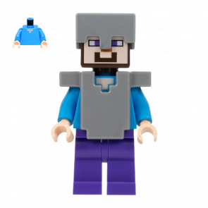 Фігурка Lego Minecraft Steve Dark Purple Legs Flat Silver Helmet and Armor Games min013 Б/У