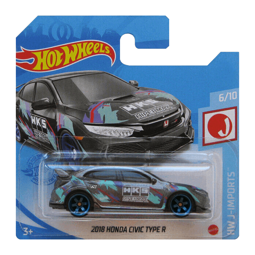 Машинка Базова Hot Wheels Honda Civic Type R HKS Super Treasure Hunt STH J-Imports 1:64 GTD05 Black - Retromagaz