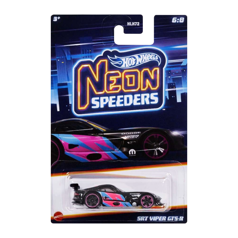 Тематическая Машинка Hot Wheels SRT Viper GTS-R Neon Speeders 1:64 HLH72/HLH78 Black - Retromagaz