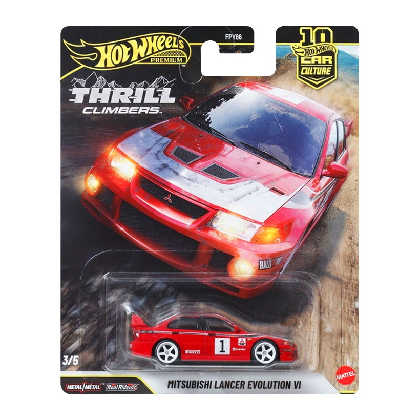 Машинка Premium Hot Wheels Mitsubishi Mitsubishi Lancer Evolution VI Thrill Climbers 1:64 JKF19 Red - Retromagaz