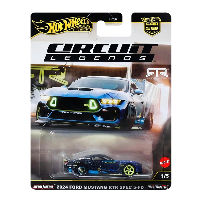 Машинка Premium Hot Wheels 2024 Ford Mustang RTR Spec 5-FD Circuit Legends 1:64 JBK48 Blue - Retromagaz