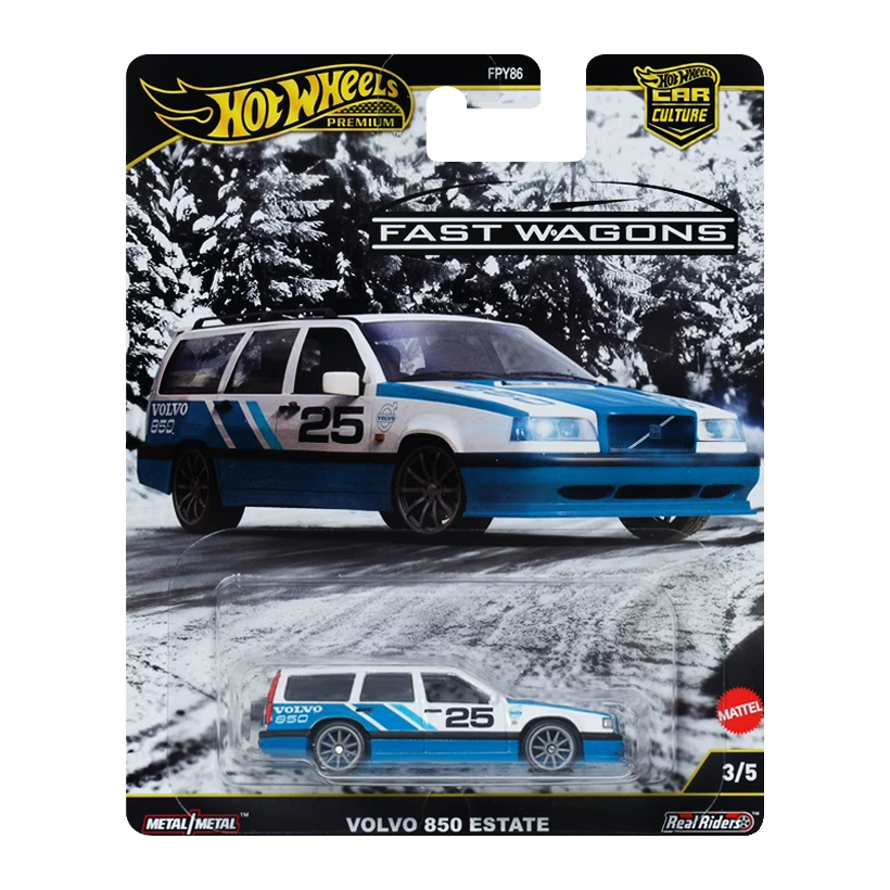 Машинка Premium Hot Wheels Volvo 850 Estate Fast Wagons 1:64 JBK68 Blue - Retromagaz