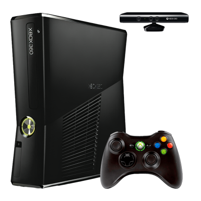Набір Консоль Microsoft Xbox 360 S Freeboot 250GB Black + 5 Вбудованих Ігор Б/У  + Геймпад Бездротовий + Сенсор Руху Дротовий Kinect - Retromagaz