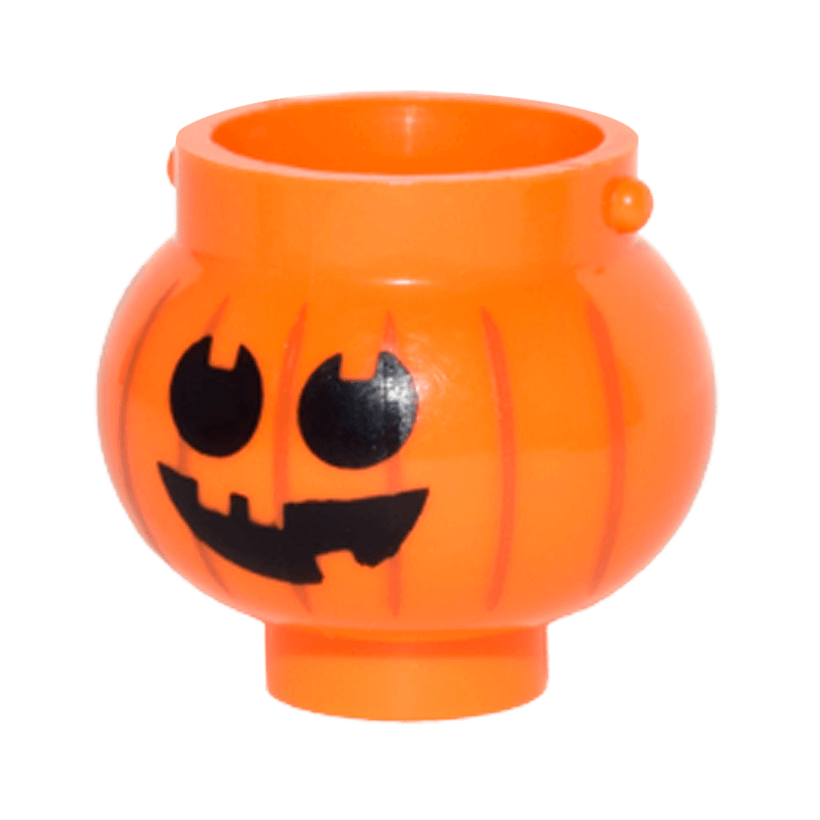 Другое Lego Pot Small with Handle Holders and Pumpkin Jack O' Lantern 98374pb03 6160949 Orange Б/У - Retromagaz
