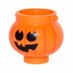 Другое Lego Pot Small with Handle Holders and Pumpkin Jack O' Lantern with Round Eyes Pattern 98374pb03 6160949 Orange Б/У - Retromagaz