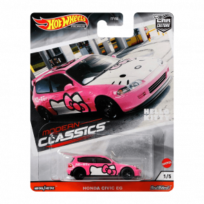 Машинка Premium Hot Wheels Honda Civic EG Hello Kitty Modern Classics 1:64 GJR00 Pink - Retromagaz