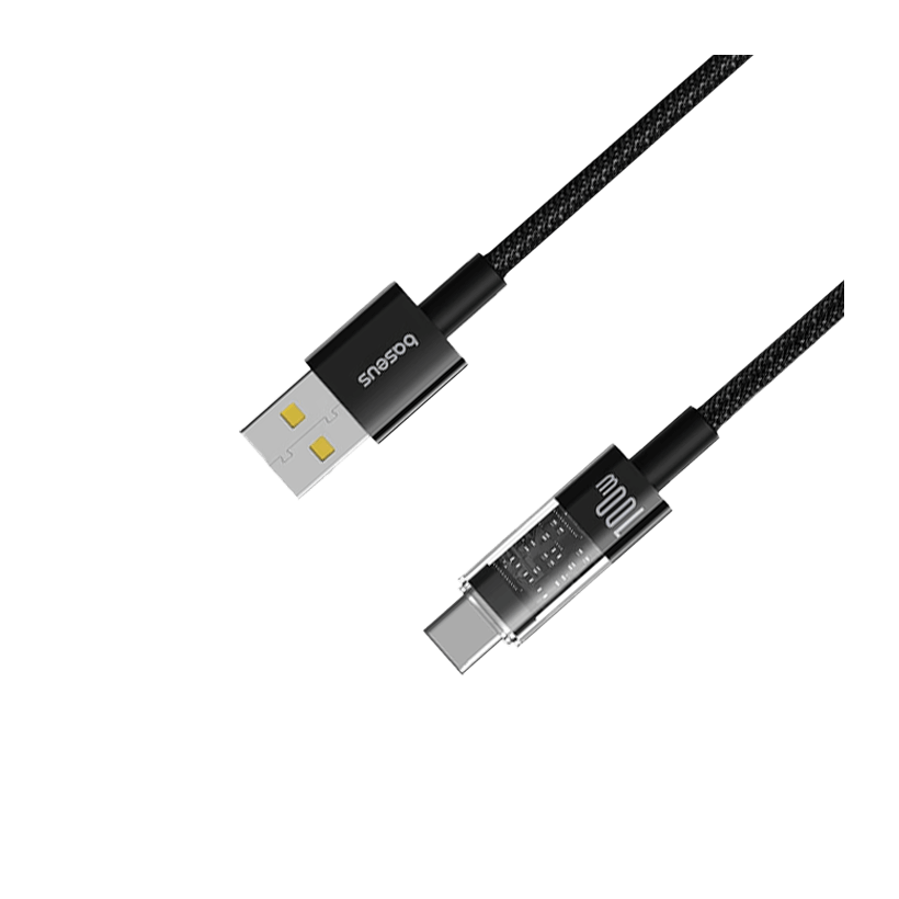 Кабель Baseus Purely Lucent  100W USB 2.0 - USB Type-C Black 1m - Retromagaz