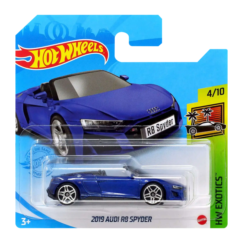 Машинка Базова Hot Wheels 2019 Audi R8 Spyder Exotics 1:64 GRY87 Blue - Retromagaz