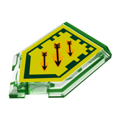 Плитка Lego Pentagonal Nexo Power Shield Patern Arrow Strike Модифицированная Декоративная 2 x 3 22385pb023 6133242 Trans-Bright Green 4шт Б/У - Retromagaz