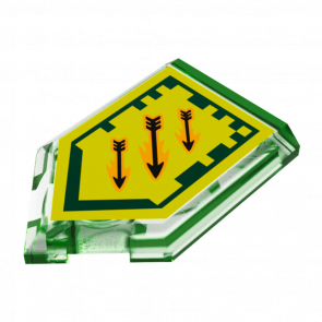 Плитка Lego Pentagonal Nexo Power Shield Patern Arrow Strike Модифицированная Декоративная 2 x 3 22385pb023 6133242 Trans-Bright Green 4шт Б/У
