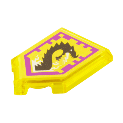 Плитка Lego Pentagonal Nexo Power Shield Pattern Storm Dragon Модифікована Декоративна 2 x 3 22385pb015 6133414 Trans-Yellow 2шт Б/У - Retromagaz