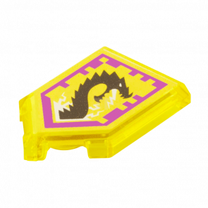 Плитка Lego Pentagonal Nexo Power Shield Pattern Storm Dragon Модифицированная Декоративная 2 x 3 22385pb015 6133414 Trans-Yellow 2шт Б/У - Retromagaz