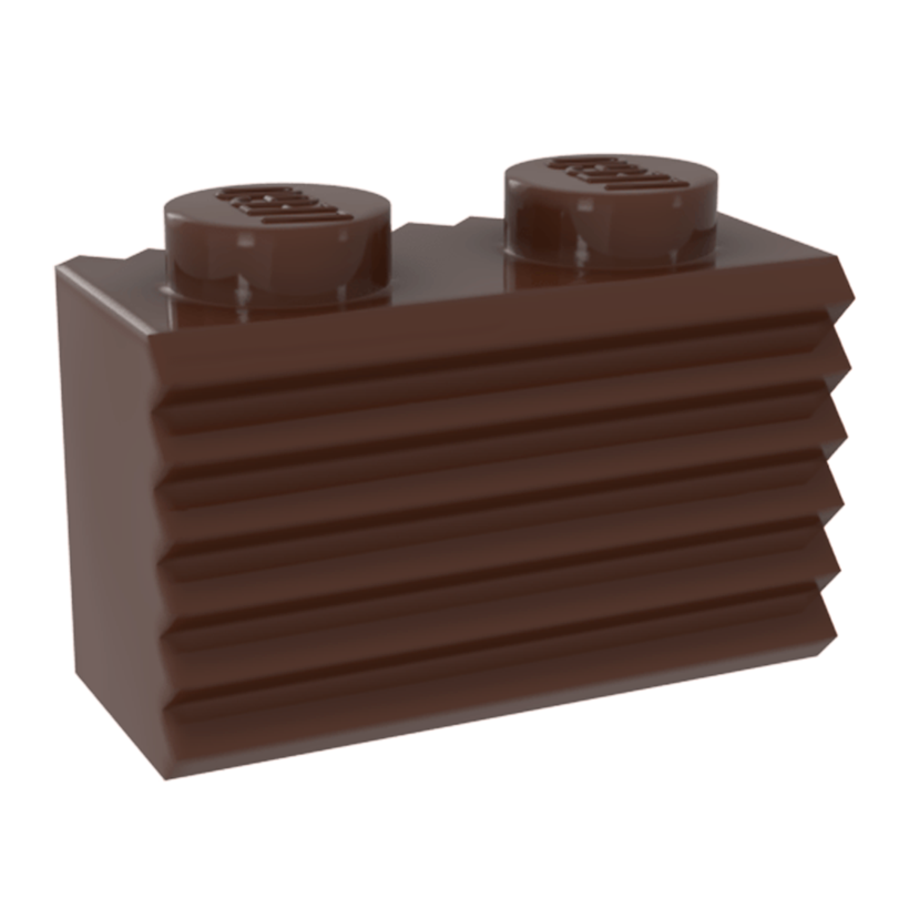 Кубик 20шт Lego Модифікована Grille Fluted Profile 1 x 2 2877 4223303 Reddish Brown Б/У - Retromagaz