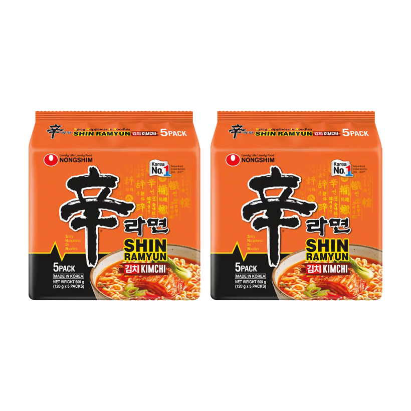 Набір Локшина 10шт Nongshim Kimchi Рамьон Гостра 120g - Retromagaz