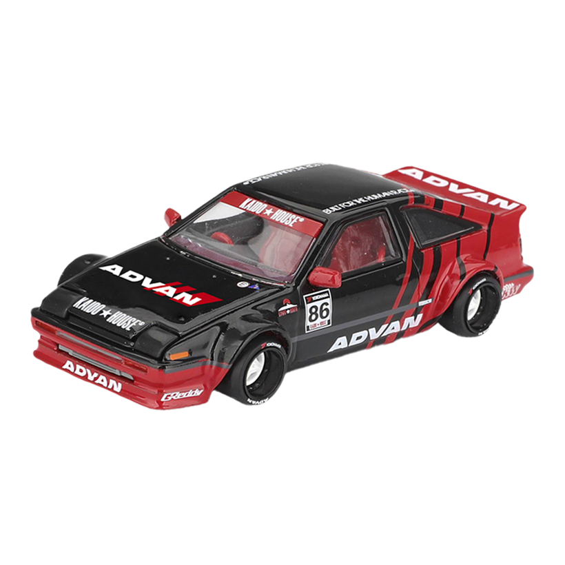 Машинка Premium Kaido House x MiNI GT Toyota AE86 Sprinter Trueno Kaido ADVAN 1:64 KHMG214 Red - Retromagaz