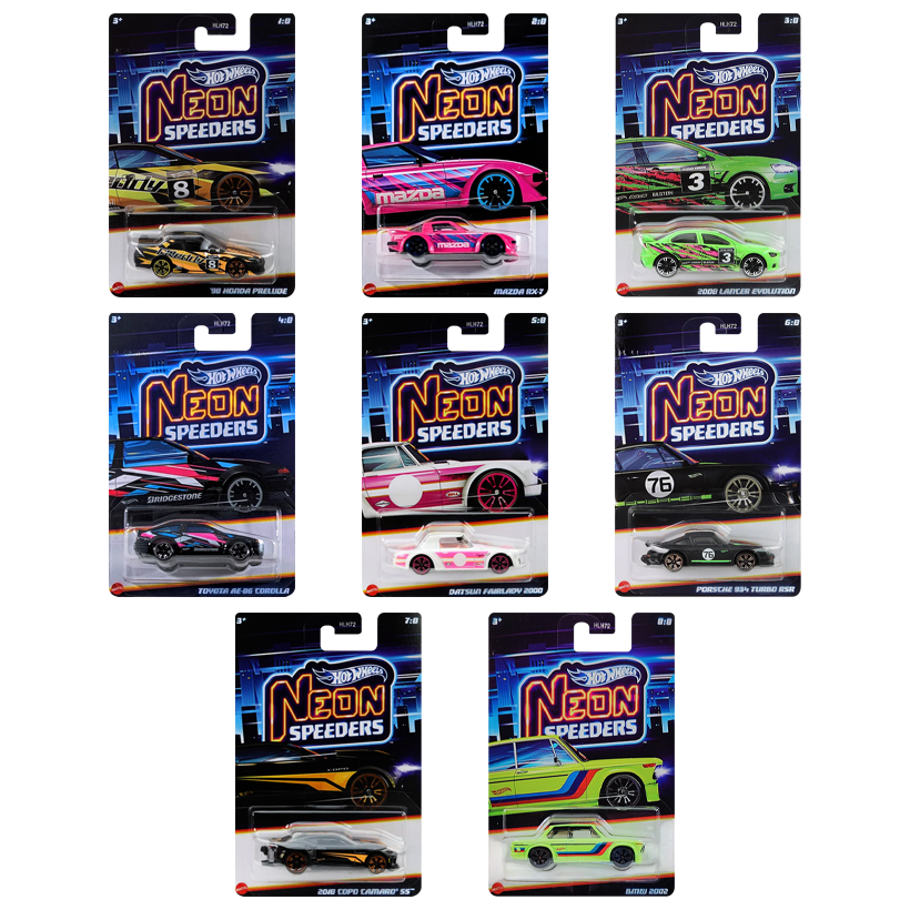Набор Тематическая Машинка Hot Wheels 8шт Neon Speeders HLH72 2025-2 - Retromagaz