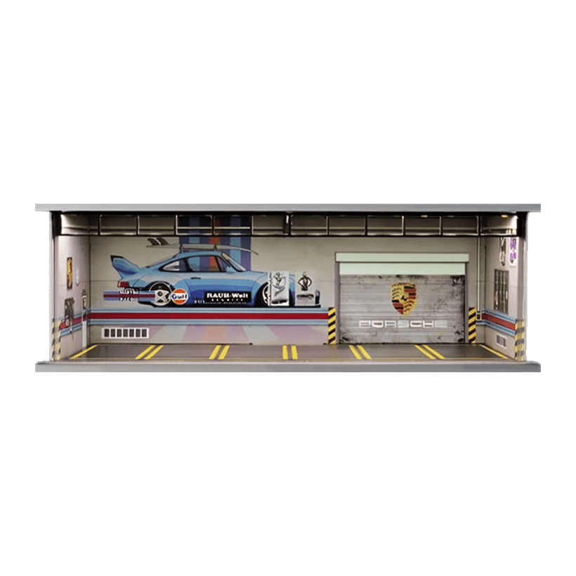 Діорама G-Fans RWB Porsche Garage Гараж з Підсвіткою 1:64 Grey - Retromagaz
