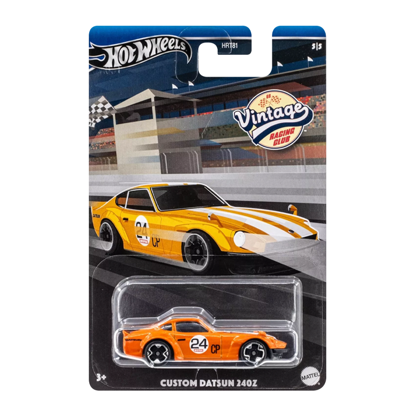 Тематическая Машинка Hot Wheels Custom Datsun 240Z Vintage Racing Club 1:64 HRT81/HRV10 Orange - Retromagaz