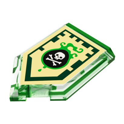 Плитка Lego Pentagonal Nexo Power Shield Pattern Venom Bite Модифікована Декоративна 2 x 3 22385pb009 6133533 Trans-Bright Green 4шт Б/У - Retromagaz