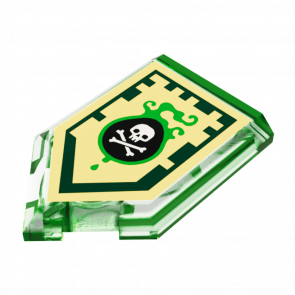 Плитка Lego Модифицированная Декоративная Pentagonal Nexo Power Shield Pattern Venom Bite 2 x 3 22385pb009 6133533 Trans-Bright Green 4шт Б/У