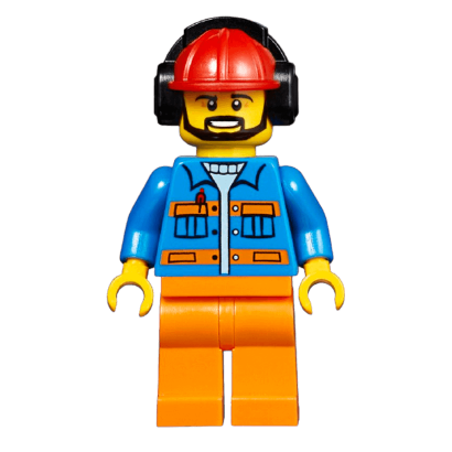 Фігурка Lego 973pb3100 Flagman Red Helmet with Earmuffs City Airport cty0949 Б/У - Retromagaz