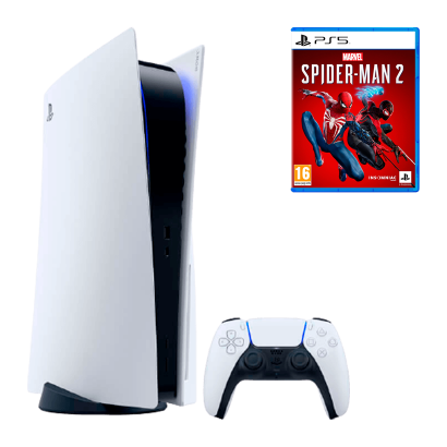 Набір Консоль Sony PlayStation 5 Blu-ray 825GB White Новий  + Гра Marvel’s Spider-Man 2 Російська Озвучка - Retromagaz