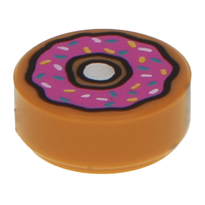 Плитка Lego Круглая Декоративная Donut Doughnut Dark Pink Frosting and Sprinkles 1 x 1 98138pb021 6064377 6117405 6315329 Medium Nougat 4шт Б/У - Retromagaz