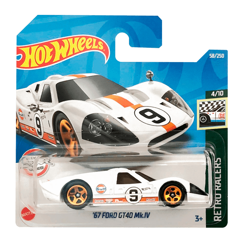 Машинка Базовая Hot Wheels '67 Ford GT40 Mk.IV Gulf Retro Racers 1:64 HCW67 White - Retromagaz