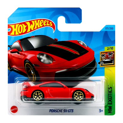 Машинка Базовая Hot Wheels Porsche 911 GT3 Exotics 1:64 HKH97 Red - Retromagaz