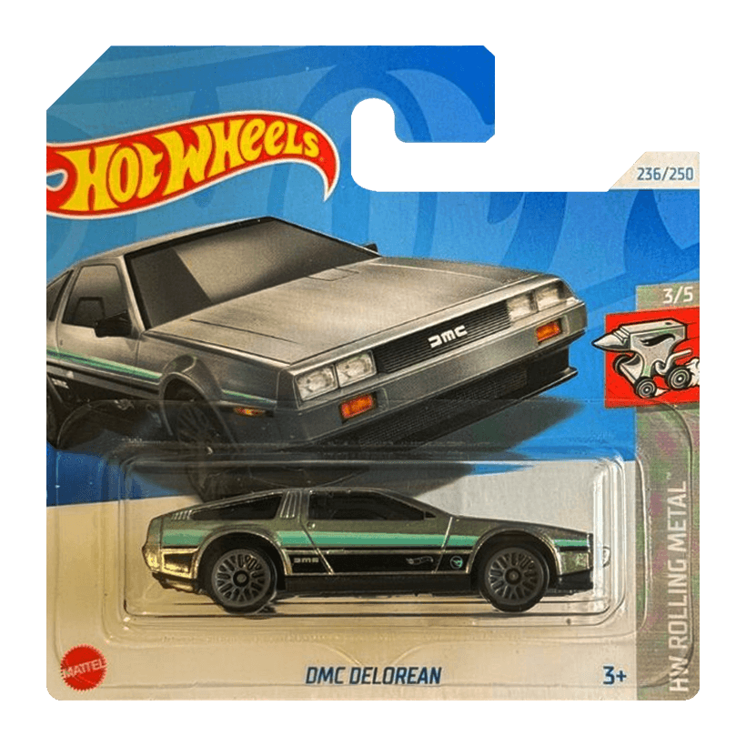 Машинка Базовая Hot Wheels DMC Delorean Zamac Treasure Hunts Rolling Metal 1:64 HTF28 Silver - Retromagaz