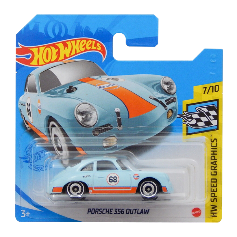 Машинка Базова Hot Wheels Porsche Porsche 356 Outlaw Gulf Speed Graphics 1:64 GRY45 Light Blue - Retromagaz